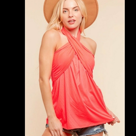 🍭1 Medium left 💕Fuchsia criss-cross top - Picture 3 of 6